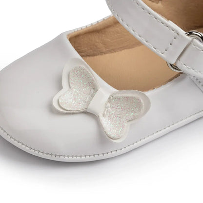 Meckior Baby Girl Shoes Newborn PU Leather Bowknot Dress Infants Shoes Rubber Non-Slip Toddler First Walker Baby Shoes Girls