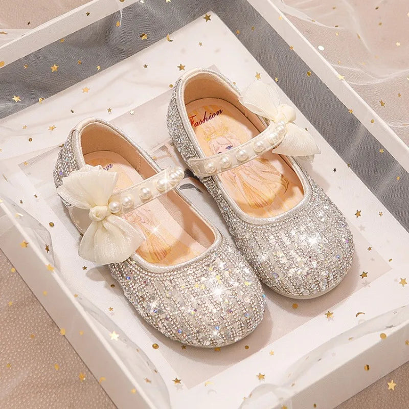 Princess Girls Shoes Children's Small Leather Shoes The New Paragraph in The Spring Baby Crystal Single Girl Soft Bottom Shoes