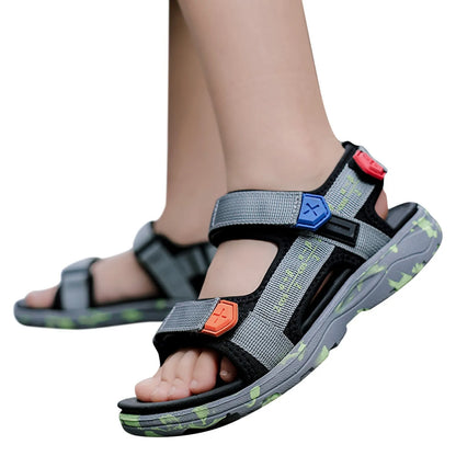 Boys Beach Shoes Open Toe Summer Shoes With Straps Sports Sandals Soft Non-Slip Slide Shoes Sports Flat Shoes For Outdoor