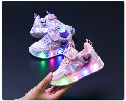Tenis Children Led Shoe Girls Lighted Sneakers Glowing Shoe for Kids Soft Soled Breathable Casual Toddler Ctue Kuromi Baby Shoes