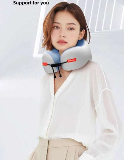 Portable U-shaped Pillow Double Hump Design Ergonomic Neck Pillow Press-inflatable Travel Pillow