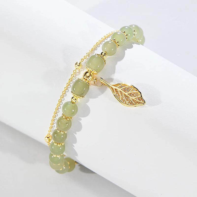 Accessories For Women Natural Jade Bracelet For Women Double Layer Chain Bracelet For Girls Wedding Party Korean Jewelry Gift