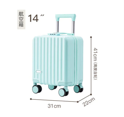 2025 New Style Luggage 14-Inch Fashionable Lightweight Boarding with Water Cup Holder Mobile Phone Holder Large Capacity Luggage