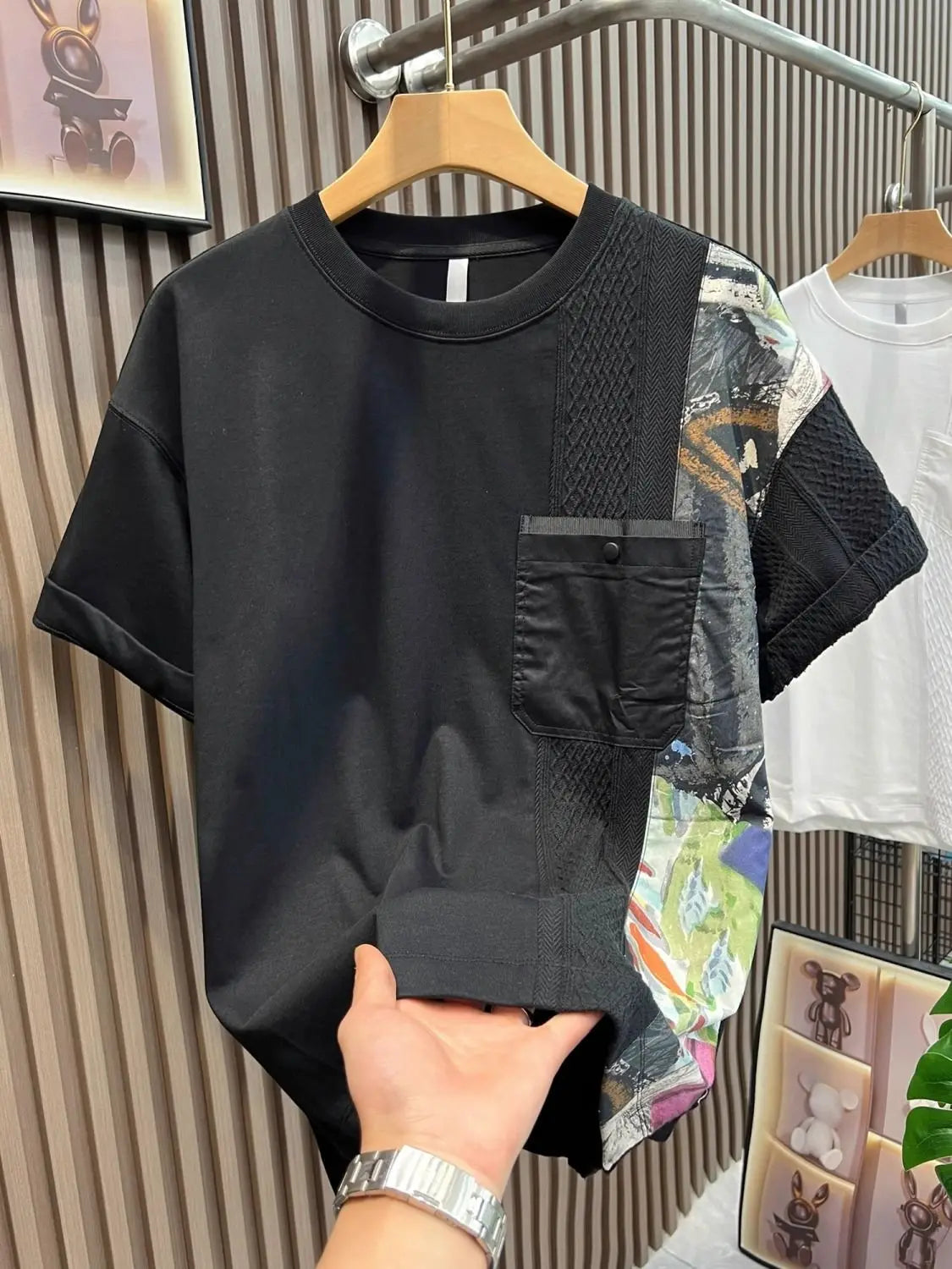 American Casual Summer Patchwork Color Block Loose Short Sleeve T-Shirt(Available)