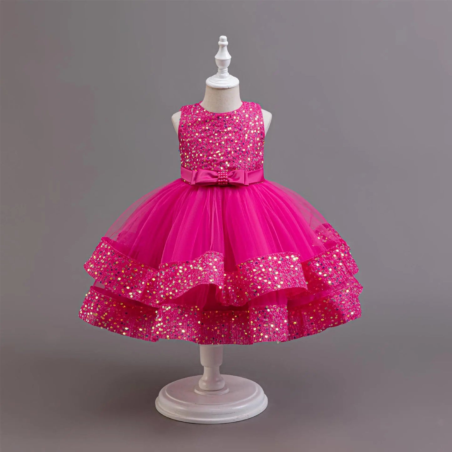 2025 Summer Girls Party Dresses 1-6 Years Kids Glittering Princess Dress Baby High-end First Birthday Party Evening Dress
