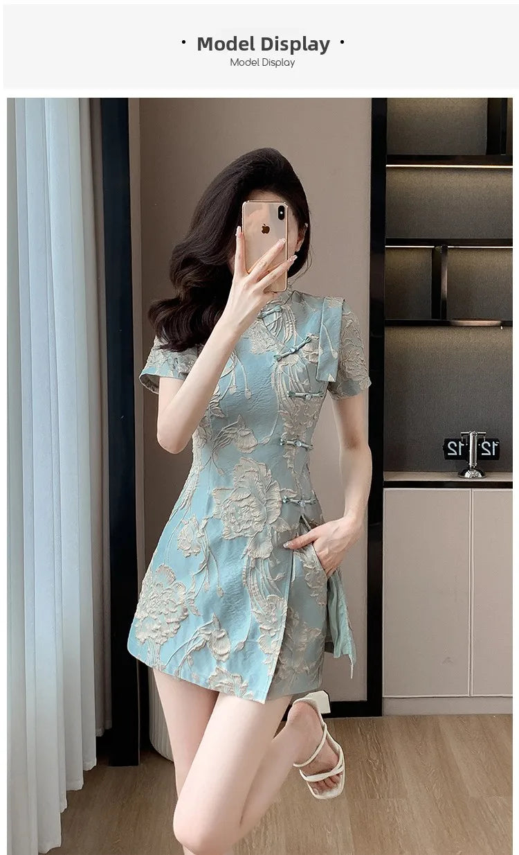 Faionable  Outfit Stand Collar Side Button Mid-Length irt orts Two-Piece Set New 2025 Versatile Nylon Material