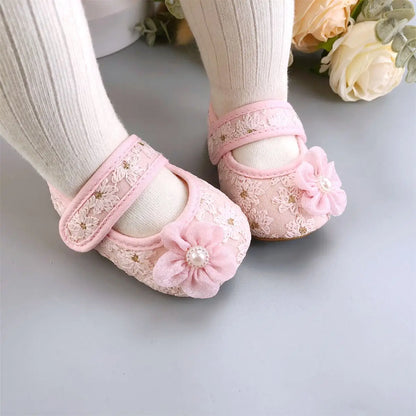Spring and Summer Baby Soft Soled Comfortable Cloth Shoes 0-12 Months Baby Princess Shoes Anti Slip Walking Shoes