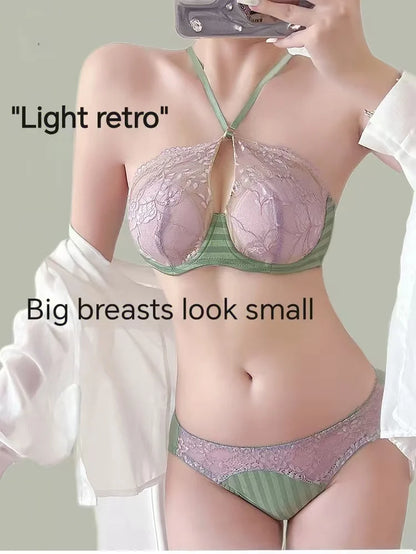 New Sexy Lingerie For Women Thin Large Chest To Show Small Chest Spicy Girl Bra Set Push Up Anti-sagging Bra