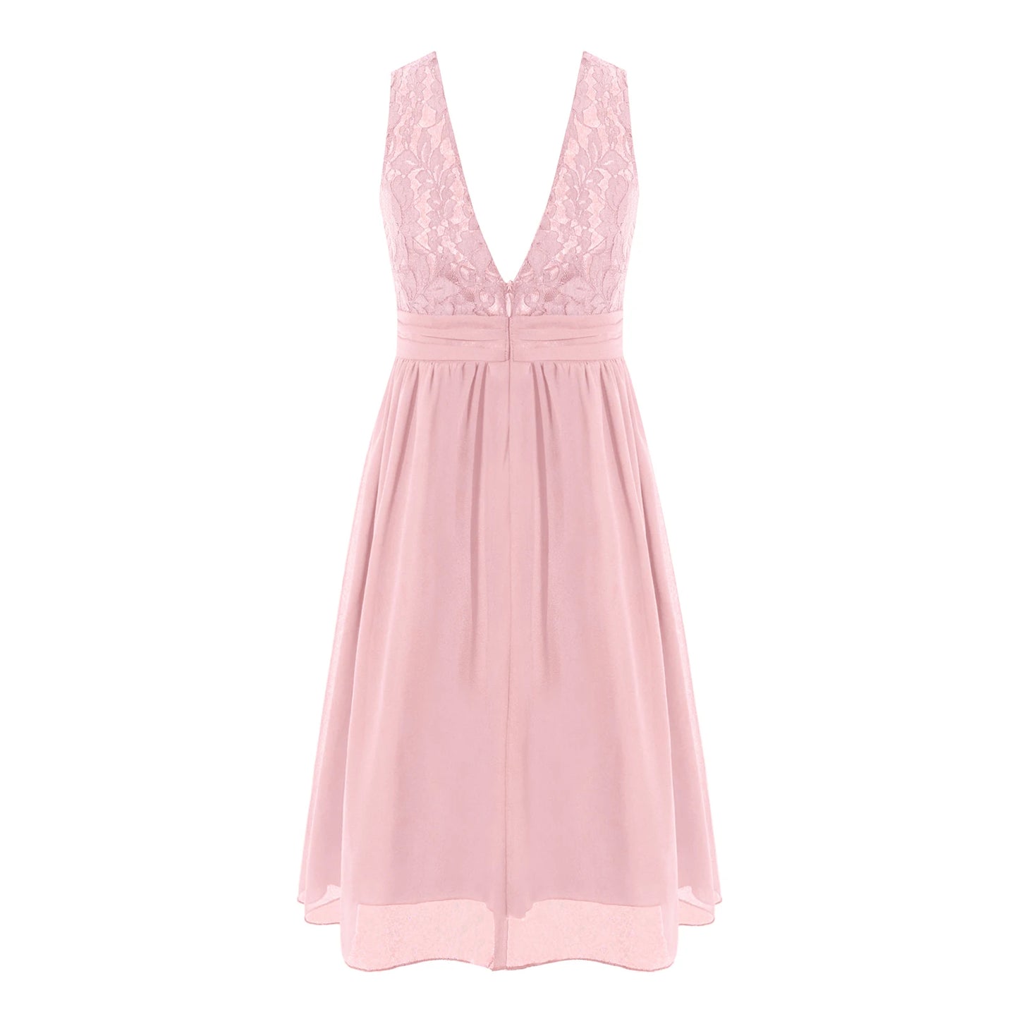 Girls Sheer Floral Lace Chiffon Party Dress Bridesmaid Clothing Sleeveless Backless Pleated Princess Dress for Wedding Birthday