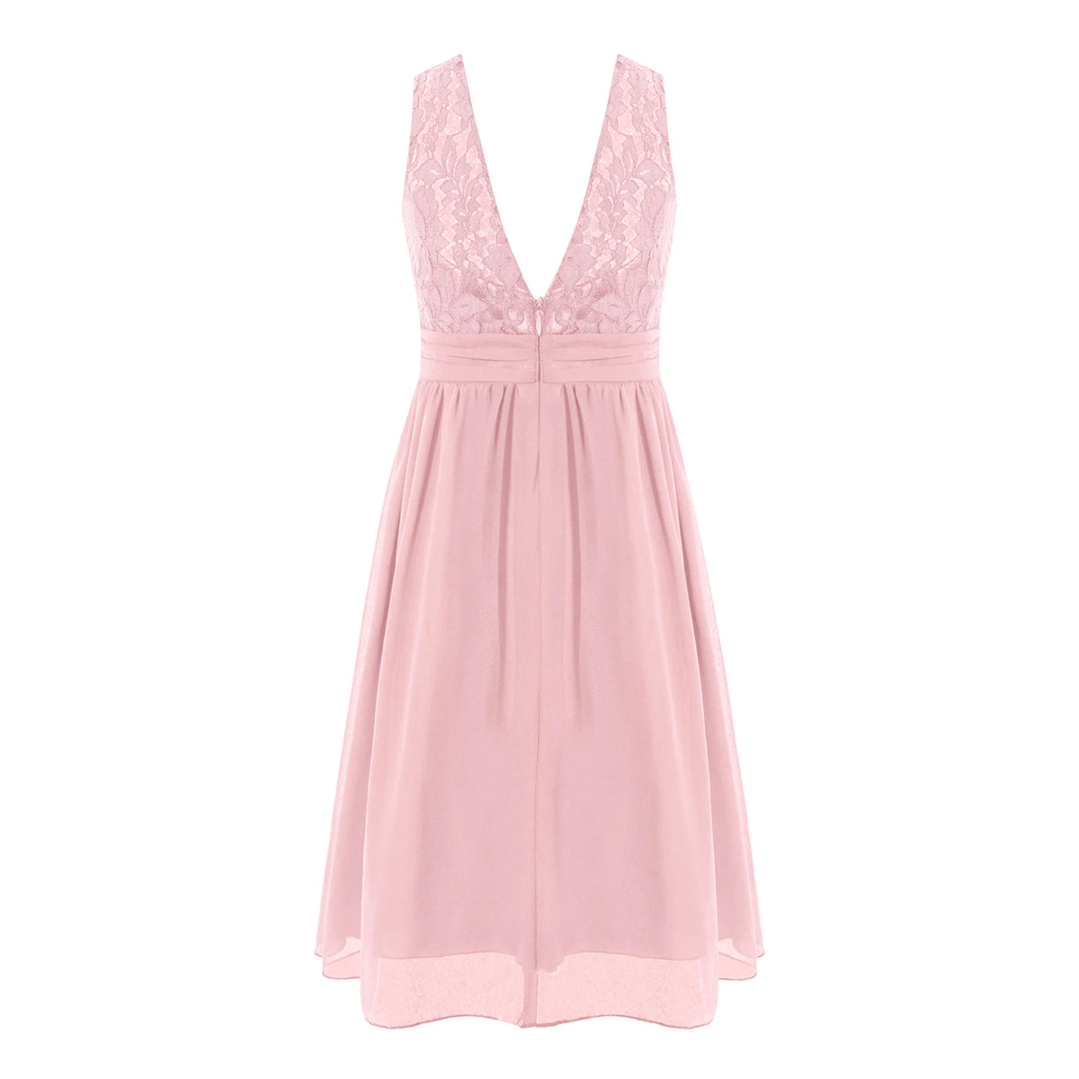 Girls Sheer Floral Lace Chiffon Party Dress Bridesmaid Clothing Sleeveless Backless Pleated Princess Dress for Wedding Birthday