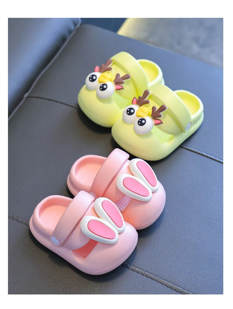 New Summer Children Sandals Kids Cartoon Rabbit Slippers Toddler Boys Girls Soft Sole Shoes Anti-Slip Indoor Bathing Slippers
