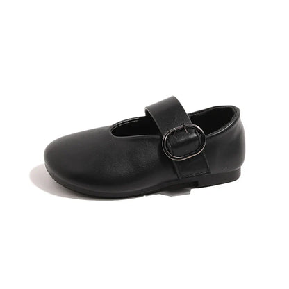 Girls' leather shoes spring new children's round toe flat fashion simple princess shoes single shoes