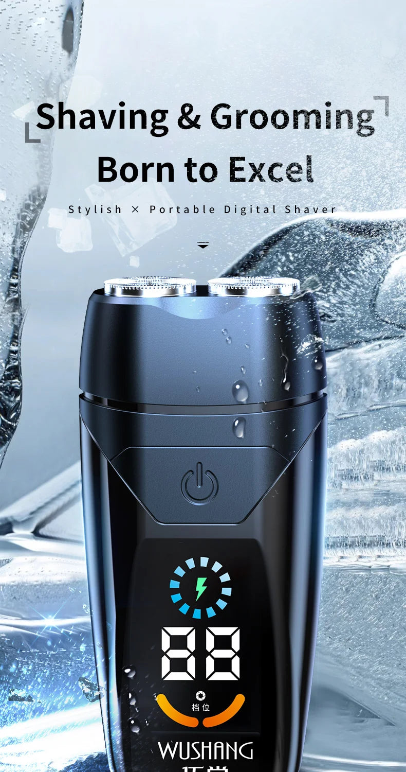 New electric dual head electric display shaver with variable speed and dual speed intelligent digital display beard trimmer