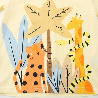 Little maven Baby Boys 2026 New Tracksuit Summer Cotton Children's Clothing Sets Cartoon Animals Tops+Pants Kids Clothes