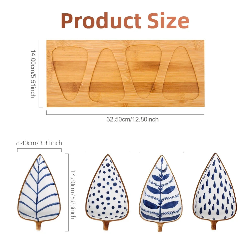 Creative Leaf Shaped Seasoning Bowl Ceramic Multi-purpose Small Plates Appetizers Snack Dish Kitchen Sauce Sushi Cake Tray