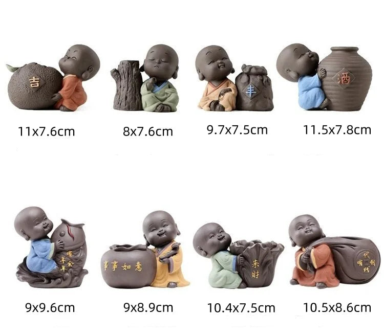Fortune Lucky Cute The Little Monk Purple Clay Tea Pet Home Decor Mini Water Planting Flower Vase (Available)