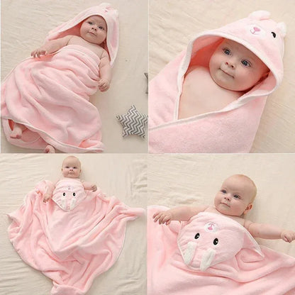 -Cartoon Animal Baby Hooded Bath Towels Toddler Bathrobe Warm Sleeping Swaddle Wrap for Boys Girls Newborn Soft Towel Blanket