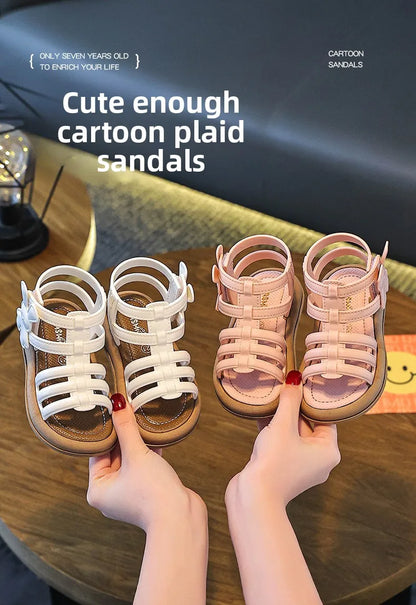 1-10Y Baby Girls Sandals Summer Children's New Cool Fashion Princess Cute Versatile Shoes for Students Flat Sandal Casual Shoe