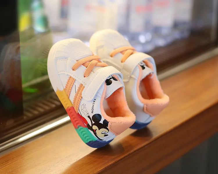 Mickey Minnie Children Casual Shoes Girls Boys Sneakers Kids Breathable Soft Sport Shoe Baby Toddler Outdoor Sneaker Spring