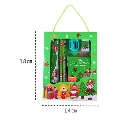 6Pcs/Set Christmas Series Stationery Including 2 Pencils 1 Erasers 1 Pencil Sharpeners 1 Sticky Notes 1 Rulers School Supplies