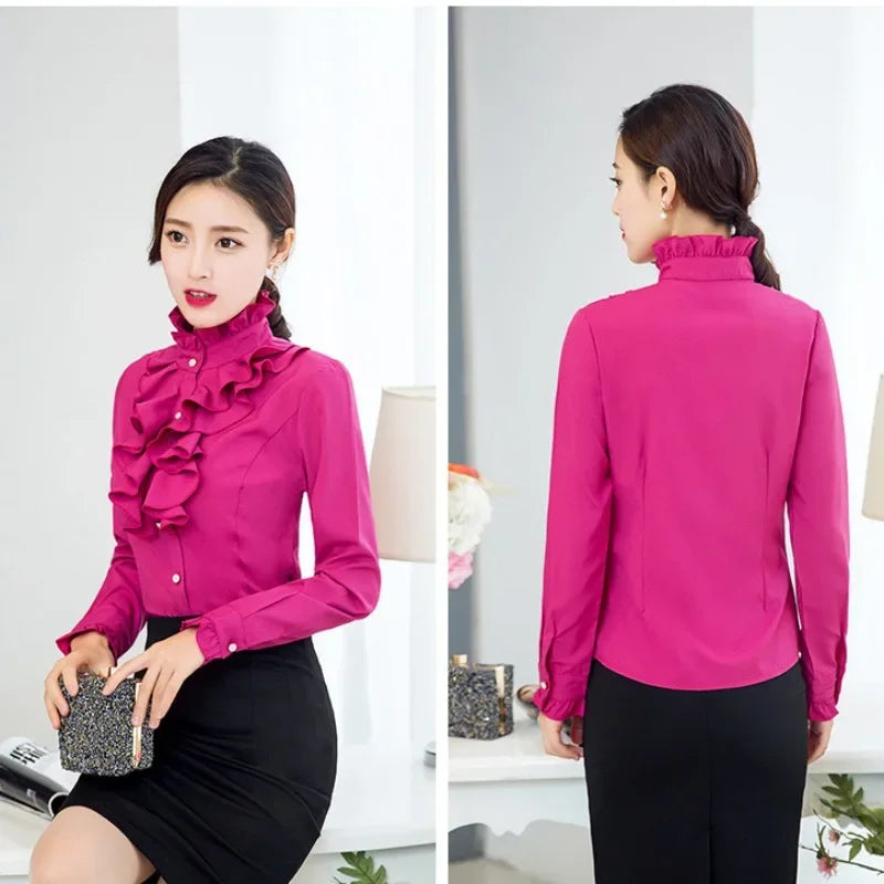 Women Blouse Lace Stand Collar Shirt Women Long Sleeve Autumn  Winter Top Shirt Blusas Ropa De Mujer