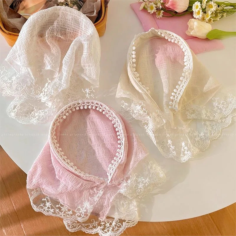 Lace Triangular Hair Scarf Headband Square Headscarf Hairband Turban Bandage Bandana Headband Women Headwarp Hair Accessories