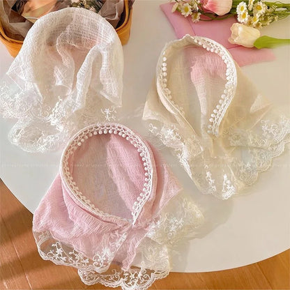Lace Triangular Hair Scarf Headband Square Headscarf Hairband Turban Bandage Bandana Headband Women Headwarp Hair Accessories