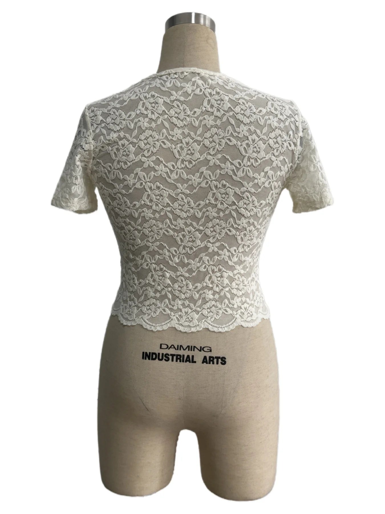 2026 Summer New Sexy Lace V-neck T-shirt Women's Slim and Thin Short Spice Girl Top