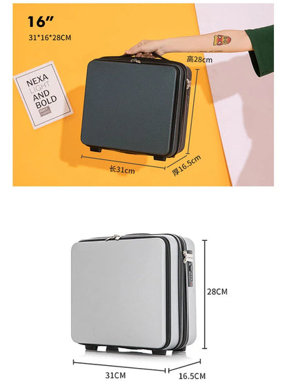 2024 New Retro white pink blue Travel Bag Rolling Luggage sets,13 inch Women Trolley Suitcases vs handbag with Wheel