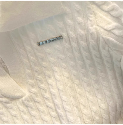 White  irt ort Sve Knitted Top Women's oulder Straight Summer T-irt Commute Sle Korean Version Straight Tube
