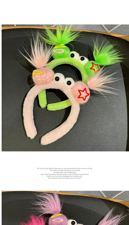 Girls Face Wash Headband Plush Skin Care Bath Shower Makeup Hair Band Soft Absorbent Cartoon Clown Doll Hair Accessories