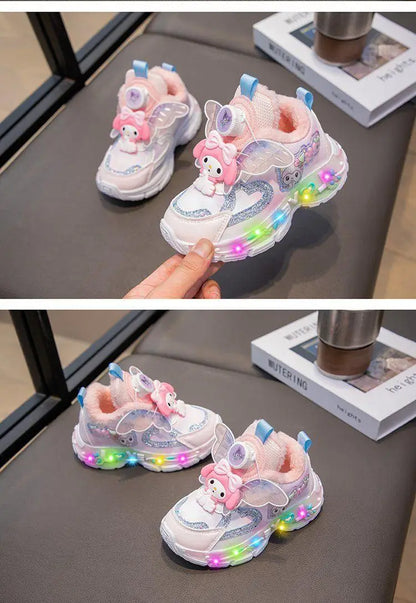 Sanrios Girls Sneakers My Melody Winter New Style Cotton Boots Cartoon Fashion Sports Casual Shoes Kawaii Cute Kids Cotton Shoes
