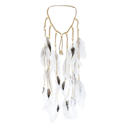 Gypsy Fashion Beautiful Boho Style Feather Headband Headdress Tribal Hair Feather Rope Headpieces Hippie Party