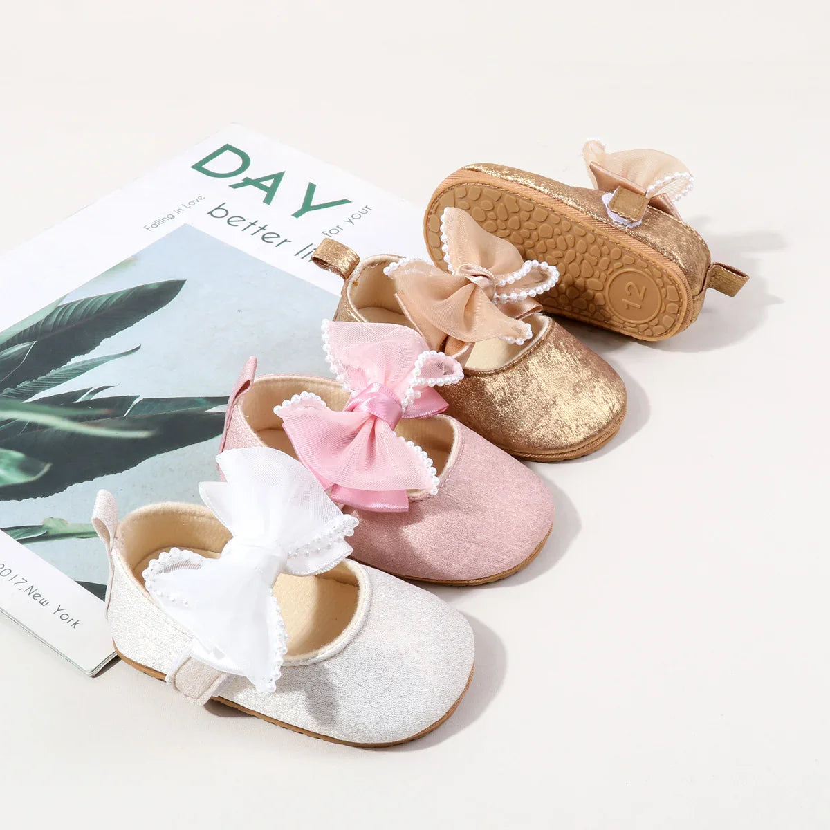 Baby Shoes Girl Baby Cute Bow PU Princess Shoes Soft Cloth Sole Comfortable Walking Shoes Spring and Autumn Sweet Design