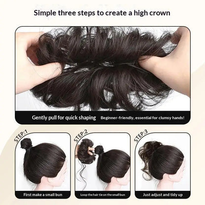 Messy Bun Hair Piece Tousled Updo With Tendrils Hair Bun Extensions Wavy Curly Hair For Women