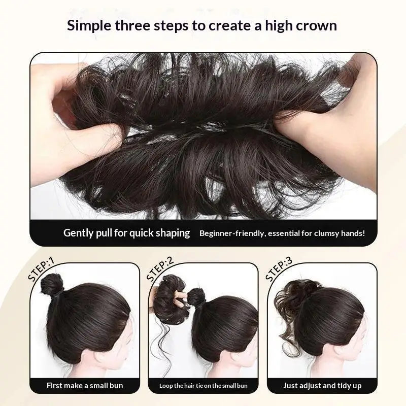 Messy Bun Hair Piece Tousled Updo With Tendrils Hair Bun Extensions Wavy Curly Hair For Women (Available)