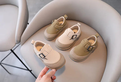 Kids Casual Shoes Round Toe Soft Sole Toddler Shoes Spring Autumn New Non-slip Children Leather Shoe Vintage Baby Walking Shoes