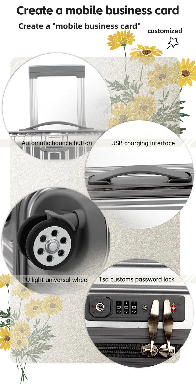 Magnesium Aluminum Alloy Luggage Set, 20" Carry-On & 28" Travel Suitcase with TSA Lock, Lightweight Durable