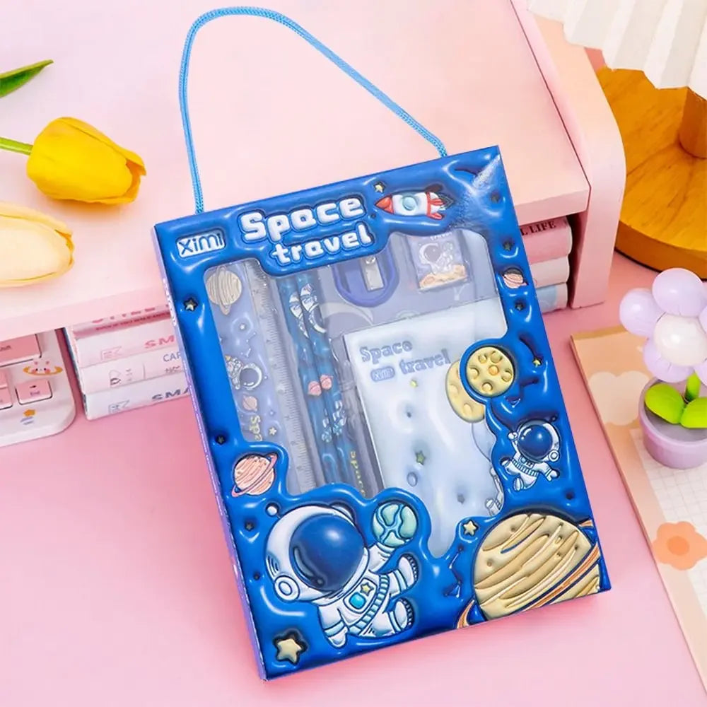1 Set Cartoon Stationery Set Including Pencil Notebook Ruler Eraser Pencil Sharpener Student School Supplies Stationery Gifts