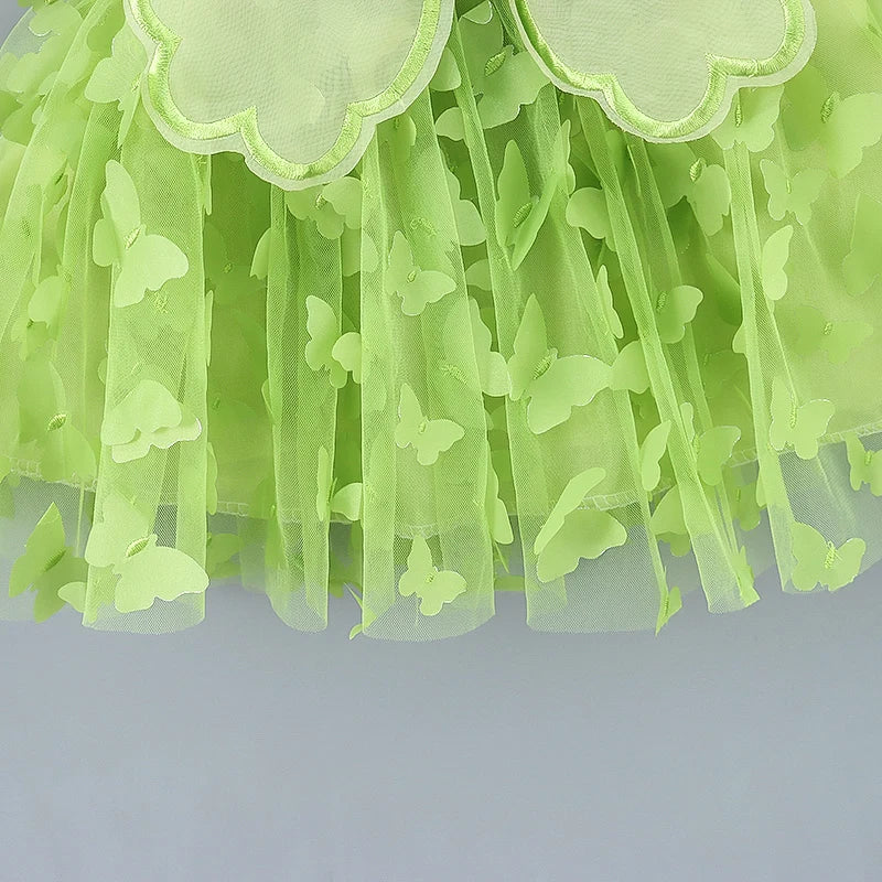 Girls' Party Princess Back Decorated Butterfly Wings Dress Summer New Children's Embroidered Mesh Skirt