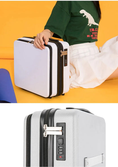 2024 New Retro white pink blue Travel Bag Rolling Luggage sets,13 inch Women Trolley Suitcases vs handbag with Wheel