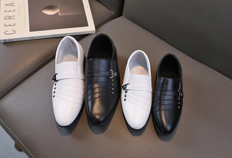New Kids Shoes for Boys Performance Mary Jane Shoes for Fashion Party Wedding Shows Children Black Slip-on Loafers Leather Shoes