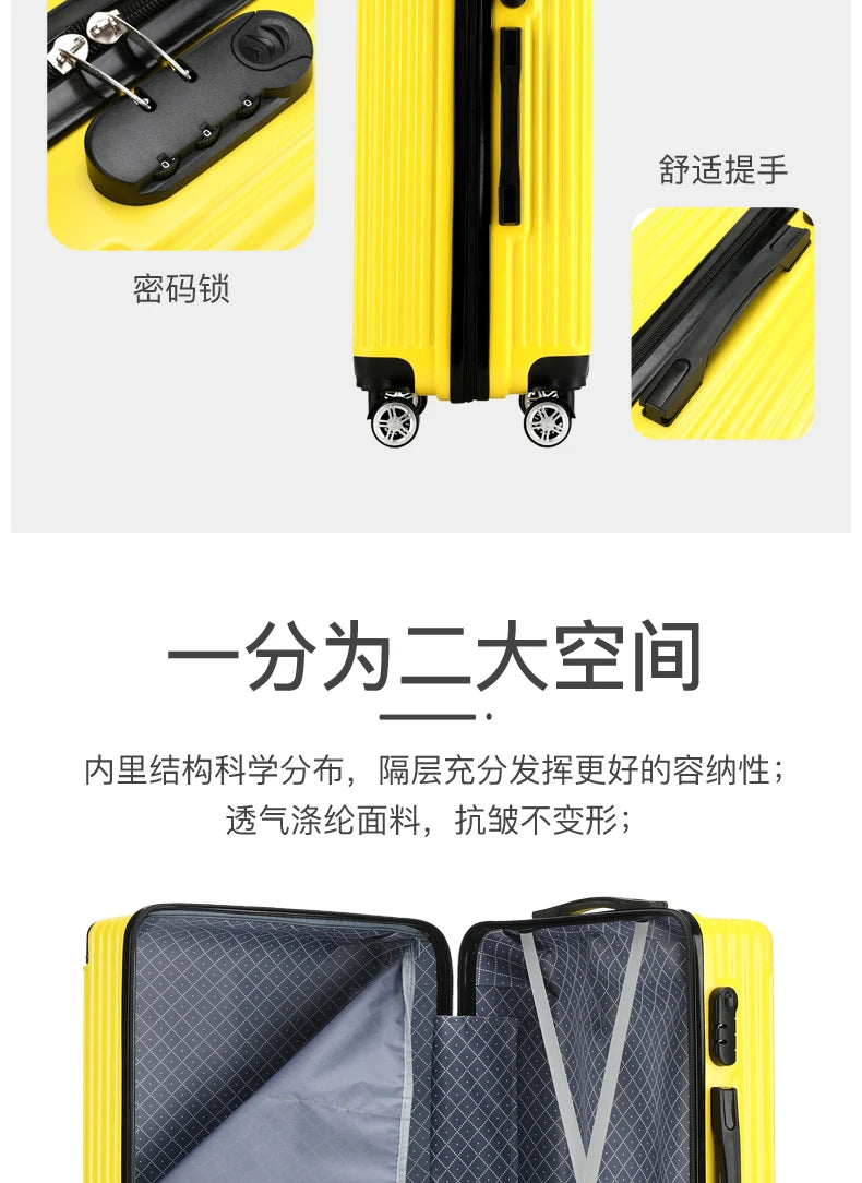 Luggage Suitcase 20-26 Inch Large Capacity Simple Fashionable Travel Handheld Durability Wear-resistant with Wheels Suitcase