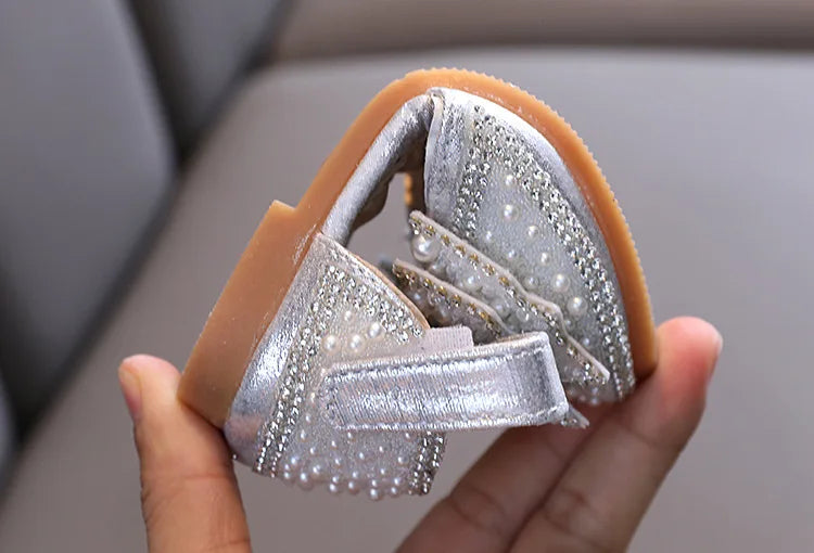 Summer Girls Flat Princess Sandals Fashion Sequins Bow Rhinestone Baby Shoes Kids Shoes For Party Wedding Party Sandals E618