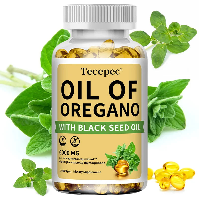 Oil of Oregano with Black Seed Oil, 30/60/120 Capsules– 20:1 Extract - Antioxidant Immune Health Support, Non-GMO Supplement