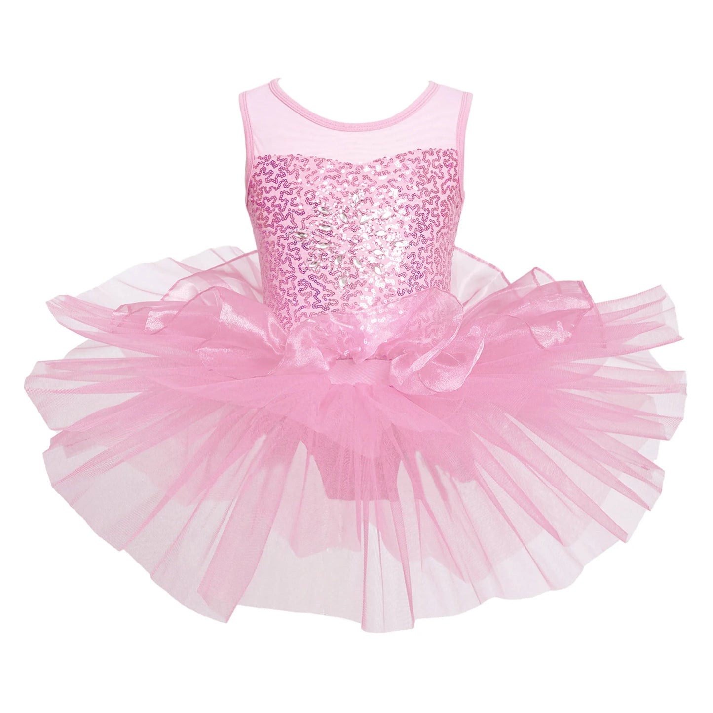 Kids Girls Fairy Party Princess Dress Ballet Dance Dress Sleeveless Mesh Splice Gymnastics Leotard Tutu Dress Ballroom Dancewear