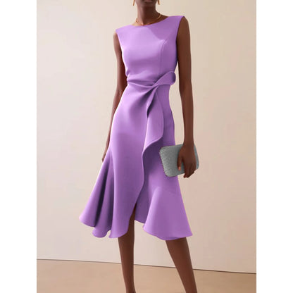 Elegant Women's Evening Dress Autumn Winter Temperament Fashionable Clothing Sleeveless High Waist Personalized Long Dresses