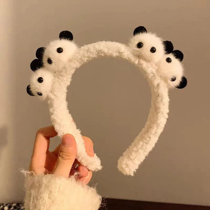 Plush Cute Panda Hair Band Female Autumn Winter Bear High Skull Headband