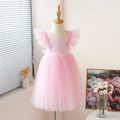 1-8Years New Little Girls Party Dress for Princess Dress Solid Child Clothes Flower Girl Birthday Princess Dress for Kids