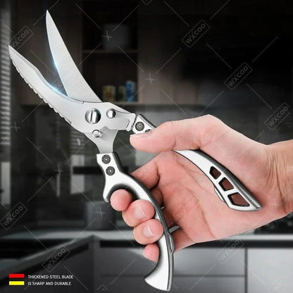 Stainless Steel Kitchen Scissors MultiFunction Chicken Bone Scissors for Cutting Fish Meat Vegetables Effort-Saving BBQ Scissors